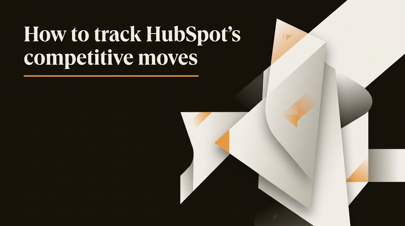 Editorial blog header on dark ink with orange brand accent: track, hubspot, competitive, moves.